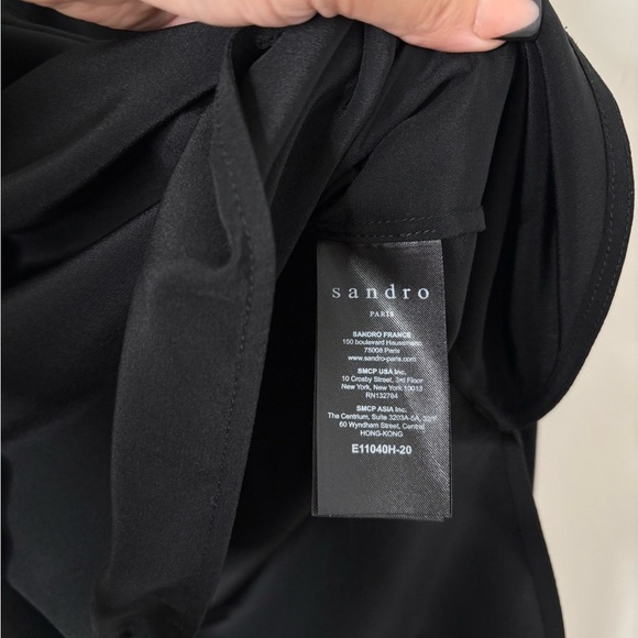 Sandro Black Blouse with Crisscross Neckline - Picture 6 of 6